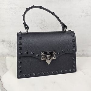 Black Studded Crossbody With Top Handle